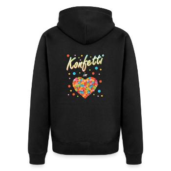 Konfetti Fasching Karneval Spaß Design - Unisex Premium Bio Zip Hoodie - Schwarz - Hinten - Nico (187cm)