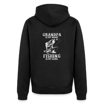 Fishing Is My Game - Unisex Premium Organic Zip Hoodie - black - Back - Nico (187cm)