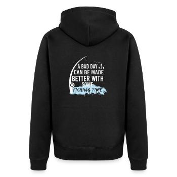 Have a Better Day With Fishing - Unisex Premium Organic Zip Hoodie - black - Back - Nico (187cm)