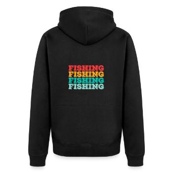 Fishing - Unisex Premium Organic Zip Hoodie - black - Back - Nico (187cm)