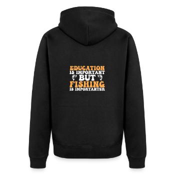 Fishing Is Importanter - Unisex Premium Organic Zip Hoodie - black - Back - Nico (187cm)