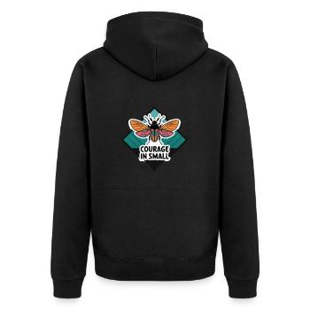 BEE COURAGE IN SMALL - Unisex Premium Organic Zip Hoodie - black - Back - Nico (187cm)