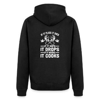 S’il vole, il meurt, s’il saute, il tombe, chasse - Veste à capuche bio Premium Unisexe - noir - Dos - Nico (187cm)