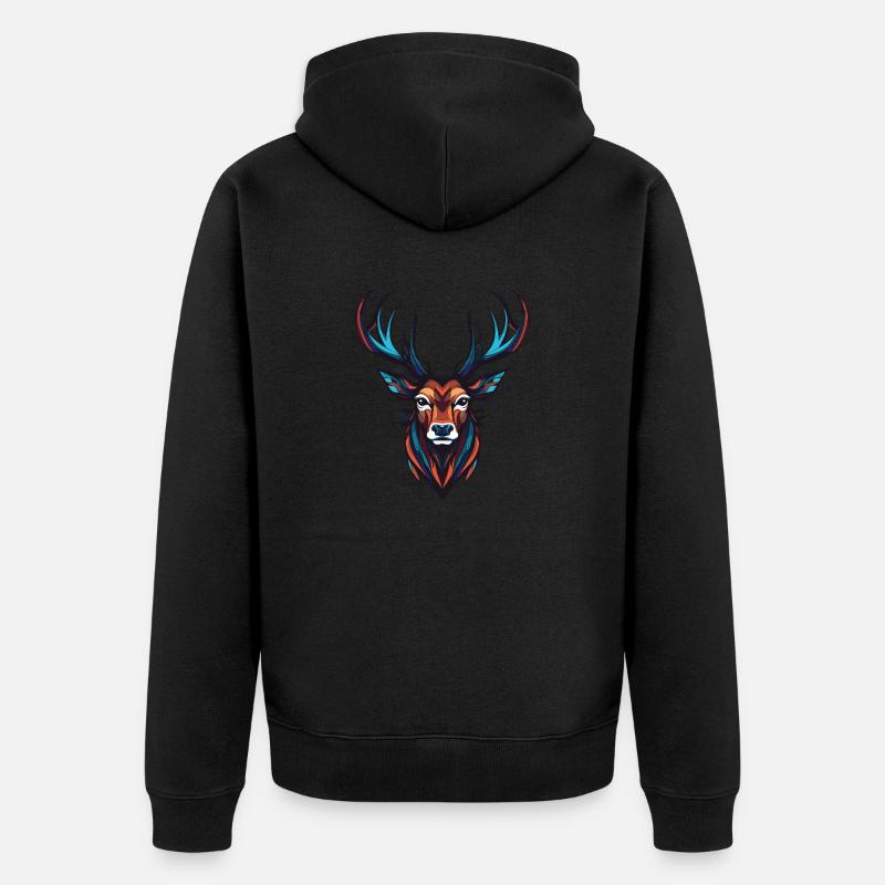 Portrait de cerf - Veste à capuche bio Premium Unisexe - noir