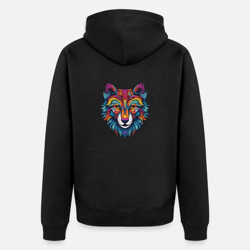 Portrait de loup - Veste à capuche bio Premium Unisexe - noir