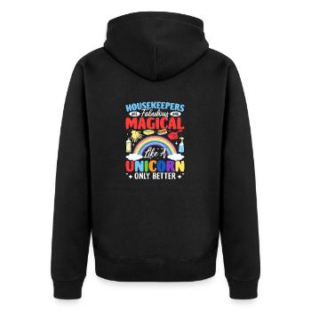 Funny Housekeeping Dust Cleaner Janitorial - Unisex Premium Organic Zip Hoodie - black - Back - Nico (187cm)