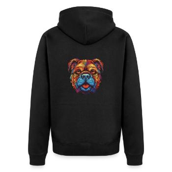 Portrait de chien bouledogue - Veste à capuche bio Premium Unisexe - noir - Dos - Nico (187cm)