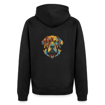 Mastiff Hund Portrait - Unisex Premium Bio Zip Hoodie - Schwarz - Hinten - Nico (187cm)