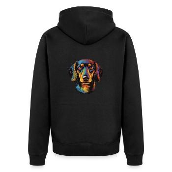 Teckel Chien Portrait Teckel - Veste à capuche bio Premium Unisexe - noir - Dos - Nico (187cm)