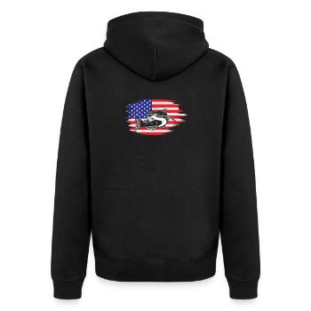 Funny Fishing USA drapeau pêcheur pêche au poisson-chat - Veste à capuche bio Premium Unisexe - noir - Dos - Nico (187cm)