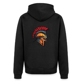 Spartan Warrior Sparta Helmet - Unisex Premium Organic Zip Hoodie - black - Back - Nico (187cm)