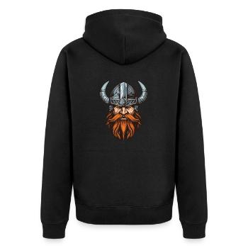 Wikinger Krieger Valhalla Odin - Unisex Premium Bio Zip Hoodie - Schwarz - Hinten - Nico (187cm)
