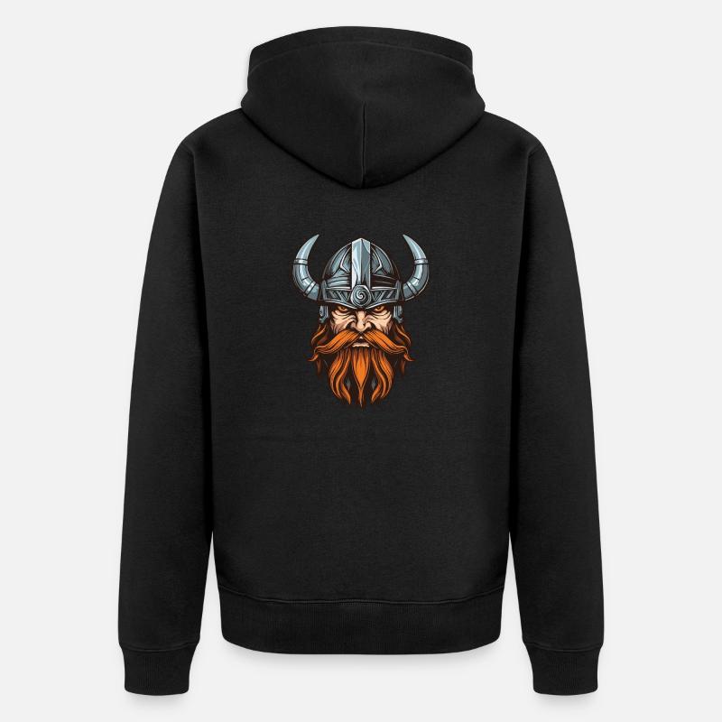 Wikinger Krieger Valhalla Odin - Unisex Premium Bio Zip Hoodie - Schwarz