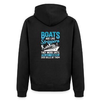 Humorvolles Boote und Unterhaltung Design - Unisex Premium Bio Zip Hoodie - Schwarz - Hinten - Nico (187cm)