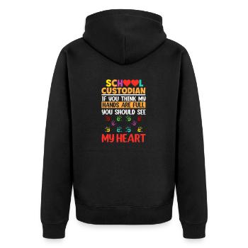 Si vous pensez que mes mains sont pleines d’école de conciergerie - Veste à capuche bio Premium Unisexe - noir - Dos - Nico (187cm)