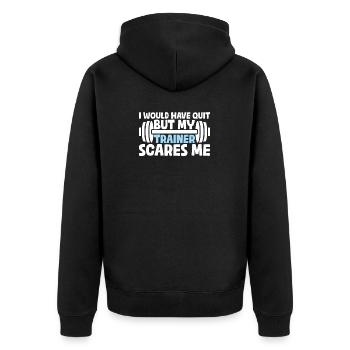 J’aurais bien arrêté mais mon entraîneur me fait drôle peur - Veste à capuche bio Premium Unisexe - noir - Dos - Nico (187cm)