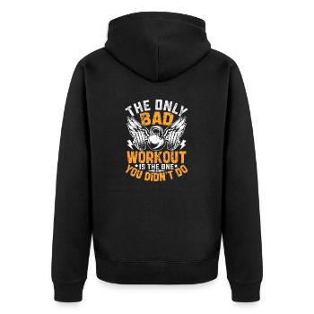 Das einzige schlechte Workout ist das verpasste - Unisex Premium Bio Zip Hoodie - Schwarz - Hinten - Nico (187cm)