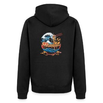 Ramen Wave – Japanese Fusion - Unisex Premium Organic Zip Hoodie - black - Back - Nico (187cm)