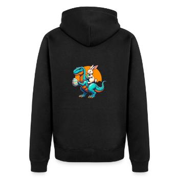 Easter Bunny Riding Dinosaur with Easter Egg - Unisex Premium Organic Zip Hoodie - black - Back - Nico (187cm)