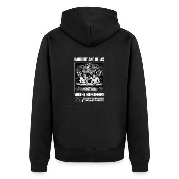 Hang Out with My Inner Demons - Unisex Premium Organic Zip Hoodie - black - Back - Nico (187cm)