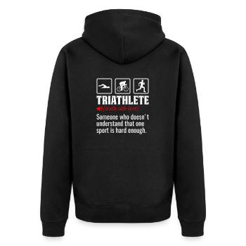 Triathlet Lustige Definition Schwimmen Rad Laufen - Unisex Premium Bio Zip Hoodie - Schwarz - Hinten - Nico (187cm)