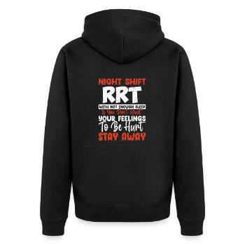 Night Shift RRT Pulmonologist Respiratory Therapy - Unisex Premium Organic Zip Hoodie - black - Back - Nico (187cm)