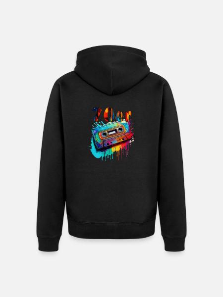 MUSIC CASSETTE 70s - Unisex Premium Organic Zip Hoodie - black