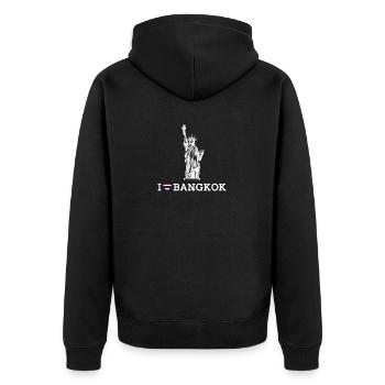 Statue Of Liberty Heart Flag Cool I Love Bangkok - Unisex Premium Organic Zip Hoodie - black - Back - Nico (187cm)