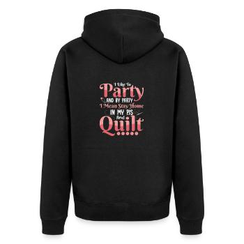 J’aime faire la fête et par Party Quilter Quilting - Veste à capuche bio Premium Unisexe - noir - Dos - Nico (187cm)