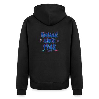 Vintage seit 1942 Graffiti Glitch 83. Geburtstag - Unisex Premium Bio Zip Hoodie - Schwarz - Hinten - Nico (187cm)
