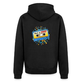 1997 MUSIKKASETTE BEST OF - Unisex Premium Bio Zip Hoodie - Schwarz - Hinten - Nico (187cm)