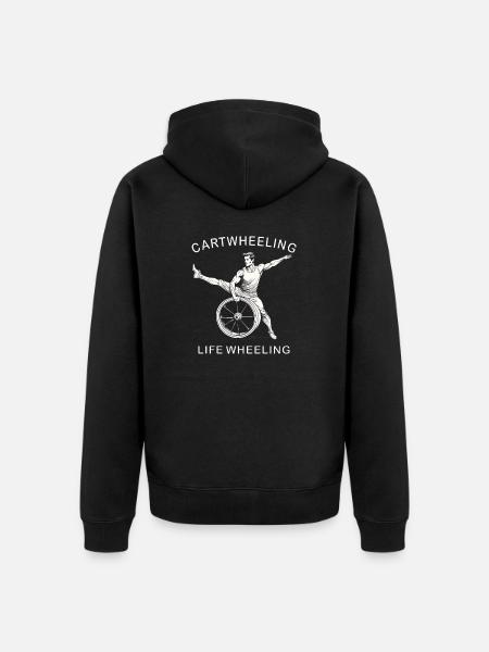 RADSCHLAGEN CARTWHEELING LIFE WHEELING - Unisex Premium Organic Zip Hoodie - black