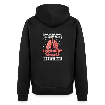 Some People Think Its Easy Being Funny - Unisex Premium Organic Zip Hoodie - black - Back - Nico (187cm)