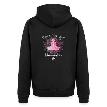 Zen Since 1972 - 53 Years of Tranquil Living - Unisex Premium Organic Zip Hoodie - black - Back - Nico (187cm)