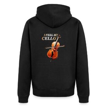 I FEEL MY CELLO - Unisex Premium Organic Zip Hoodie - black - Back - Nico (187cm)