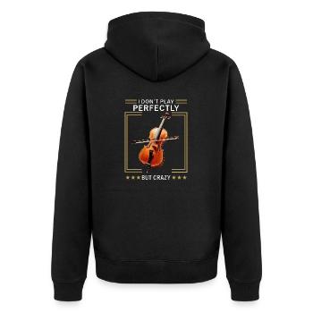 CELLO I DON'T PLAY PERFECTLY BUT CRAZY - Unisex Premium Organic Zip Hoodie - black - Back - Nico (187cm)