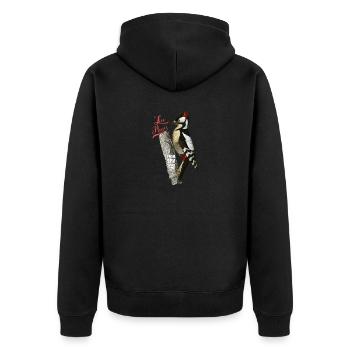 Woodpecker Live-Musik Woodpecker Live Music - Unisex Premium Bio Zip Hoodie - Schwarz - Hinten - Nico (187cm)