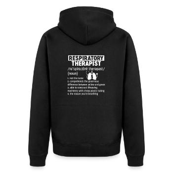 Respiratory Therapist Funny Definition Pulmonary - Unisex Premium Organic Zip Hoodie - black - Back - Nico (187cm)