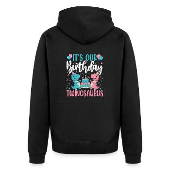 Twinosaurus Dino Birthday - Unisex Premium Organic Zip Hoodie - black - Back - Nico (187cm)