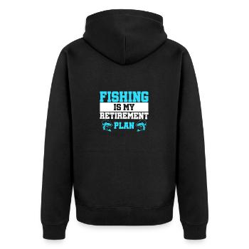 Fishing is Retirement - Unisex Premium Organic Zip Hoodie - black - Back - Nico (187cm)