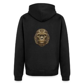 Gorilla Porträt - Unisex Premium Bio Zip Hoodie - Schwarz - Hinten - Nico (187cm)