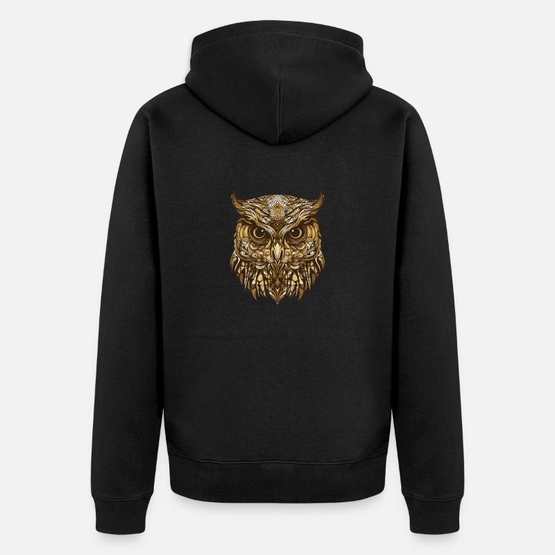 Portrait de hibou - Veste à capuche bio Premium Unisexe - noir