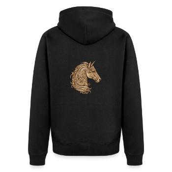 Einhorn Porträt - Unisex Premium Bio Zip Hoodie - Schwarz - Hinten - Nico (187cm)