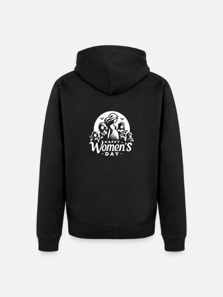 Happy Women's Day - Gift - Unisex Premium Organic Zip Hoodie - black