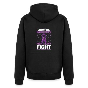 Stolze Mutter Einer Chiari Fehlbildung Lila ACM - Unisex Premium Bio Zip Hoodie - Schwarz - Hinten - Nico (187cm)
