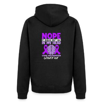 Es ist wirklich nicht alles in meinem Kopf Lila Chiari - Unisex Premium Bio Zip Hoodie - Schwarz - Hinten - Nico (187cm)
