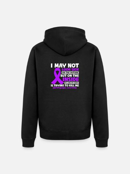 Ik zie er misschien niet ziek uit Purple Ribbon Fibromyalgie - Uniseks Premium bio ziphoodie - zwart