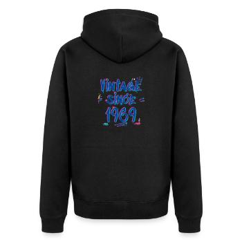 Vintage 1969 Graffiti Glitch - 56 Years of - Unisex Premium Organic Zip Hoodie - black - Back - Nico (187cm)