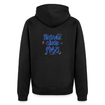 Jahrgang seit 1965 Graffiti Glitch 60. Geburtstag - Unisex Premium Bio Zip Hoodie - Schwarz - Hinten - Nico (187cm)