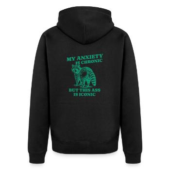 Anxiety Raccoon design humor - Unisex Premium Organic Zip Hoodie - black - Back - Nico (187cm)